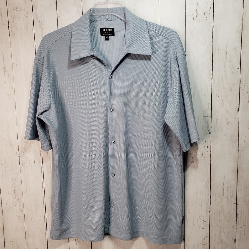 Vintage 90s BC Ethic Blue Knit Button Up Shirt XL
